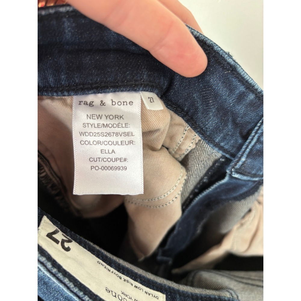Rag & Bone Dylan Low Rise Boyfriend Jeans Ella Dark Wash Size 27 - Picture 6 of 10